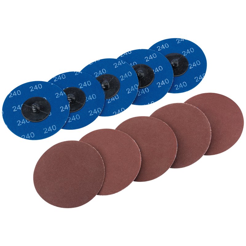 DRAPER Aluminium Oxide Sanding Discs, 75mm, 240 Grit (Pack of 10)