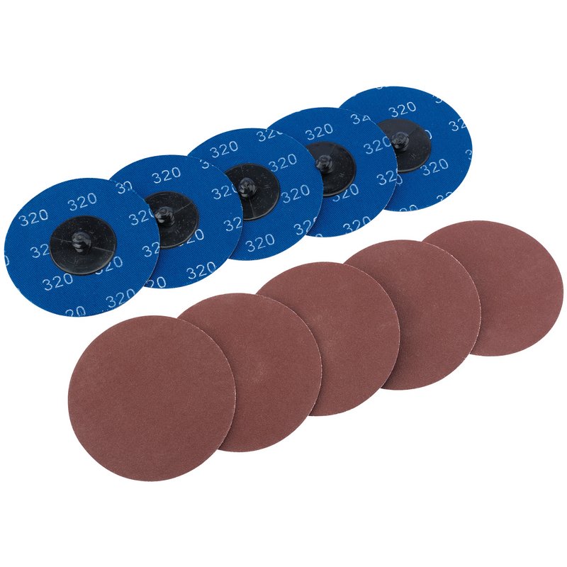 DRAPER Aluminium Oxide Sanding Discs, 75mm, 320 Grit (Pack of 10)