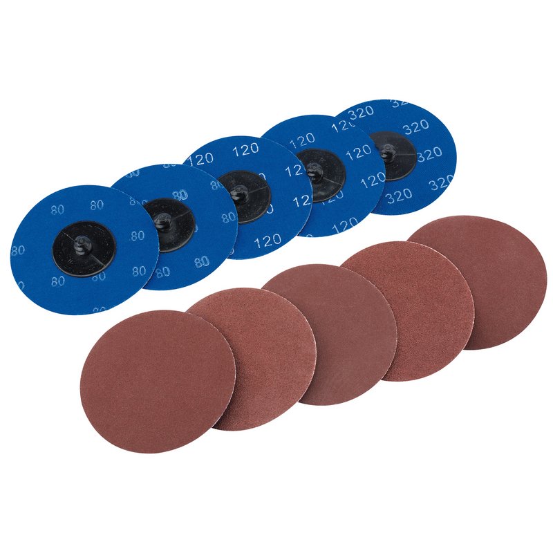 DRAPER Assorted Aluminium Oxide Sanding Discs, 75mm (Pack of 10)