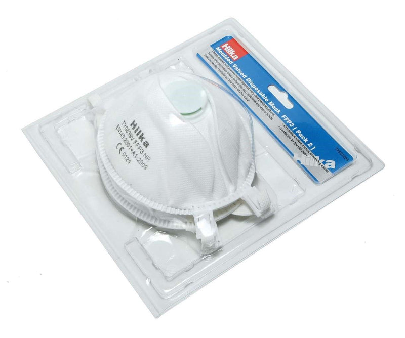 HILKA 2 pce Moulded Valve Disposable Masks FFP3