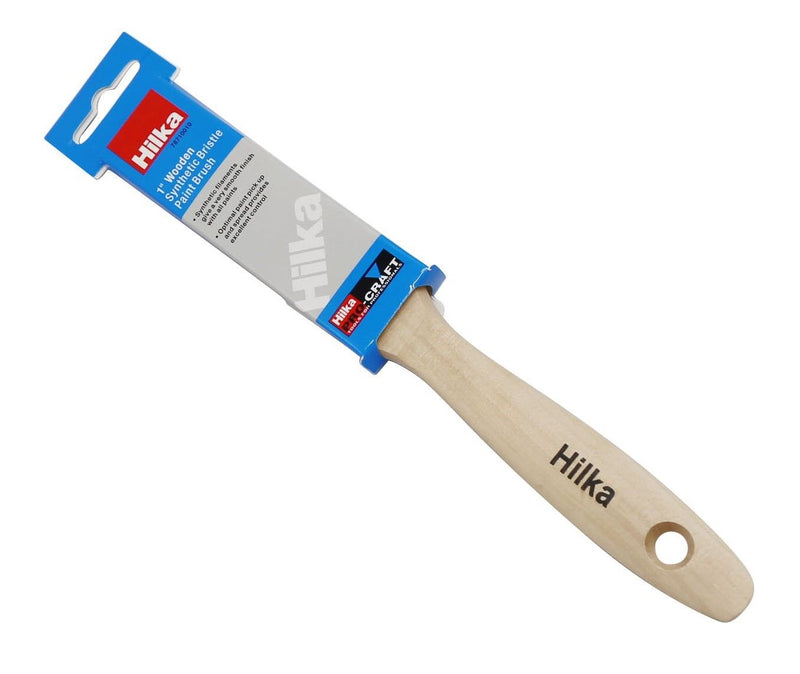 HILKA 1" Wooden Synthetic Bristle Paint Brushes