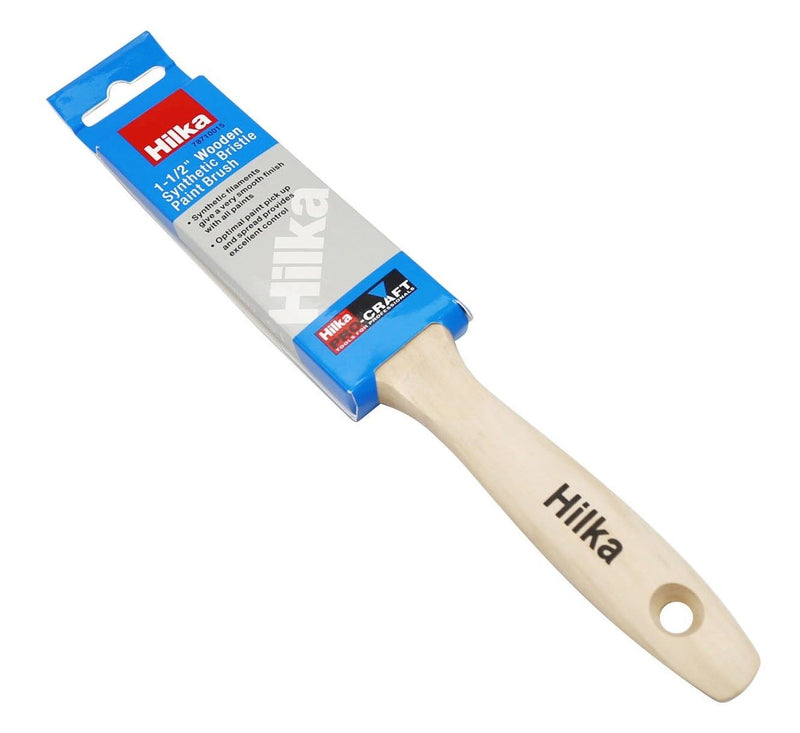 HILKA 1 1/2" Wooden Synthetic Bristle Paint Brushes