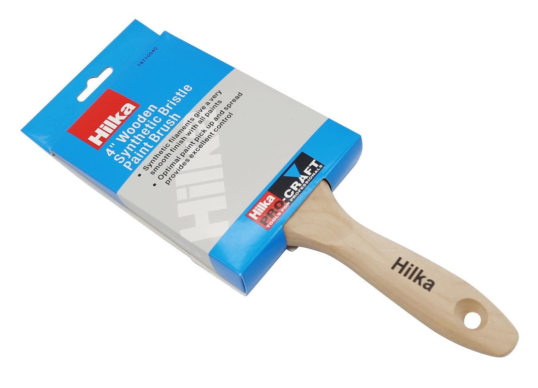 HILKA 4" Wooden Synthetic Bristle Paint Brushes