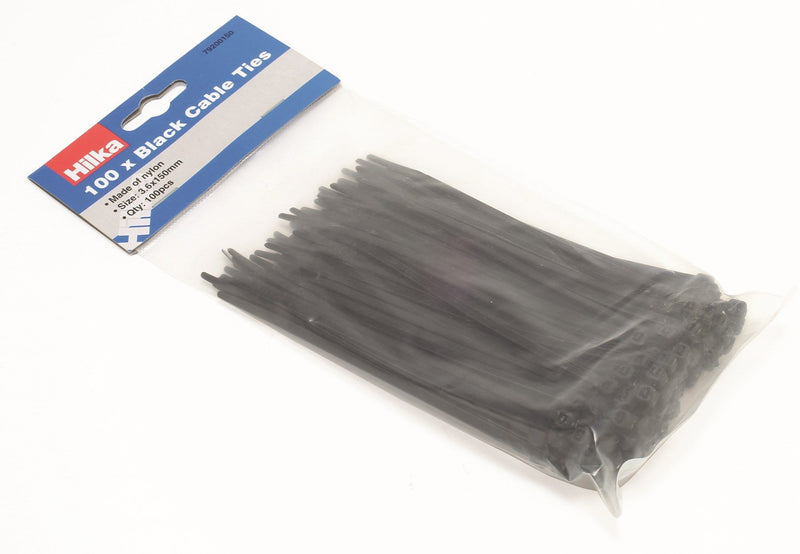 HILKA 100 3.6mm x 150mm Cable Ties Black