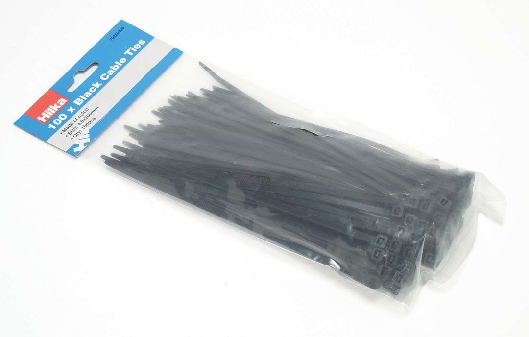 HILKA 100 4.8mm x 200mm Cable Ties Black