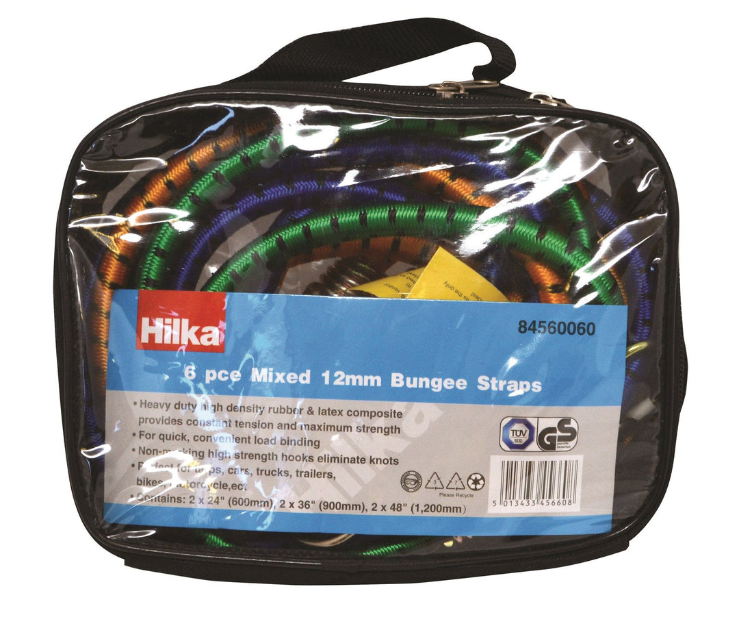 HILKA 6 pce Mixed 12mm HD Bungee Straps