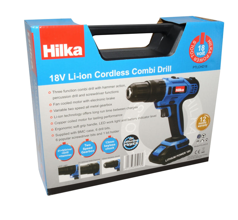 HILKA 18v Li-ion Cordless Hammer Drill in BMC