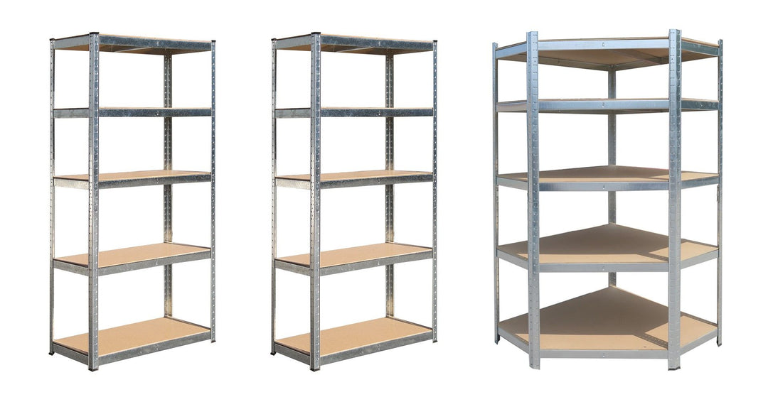 HILKA Three Set 175kg 5 Tier Boltless Corner Shelving Unit