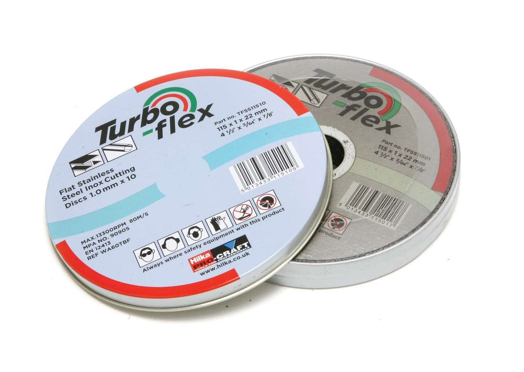 HILKA 10 x 115mm SS Cutting Disc Turbo Flex