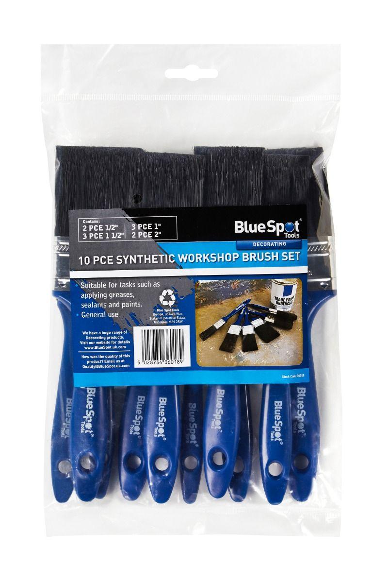 BLUE SPOT TOOLS 10 PCE SYNTHETIC WORKSHOP BRUSH SET (2 PCE 1/2", 3 PCE 1", 3 PCE 1 1/2", 2 PCE 2") - Premium Decorating from BLUE SPOT - Just £8.49! Shop now at Bargain LAB