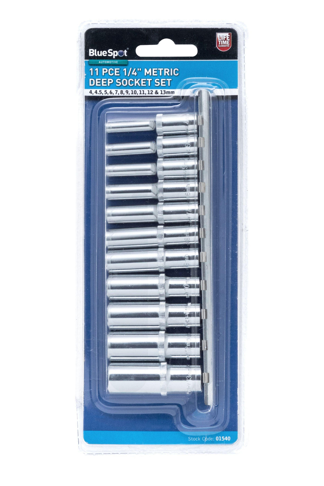 BLUE SPOT TOOLS 11 PCE 1/4" METRIC DEEP SOCKET SET (4-13MM) - Premium Automotive from BLUE SPOT - Just £12.99! Shop now at Bargain LAB