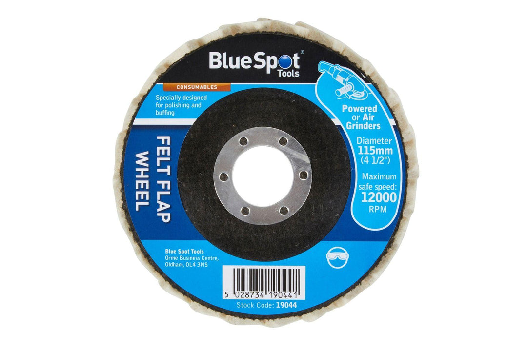 BLUE SPOT TOOLS 115MM (4.5") FELT FLAP WHEEL - Bargain LAB