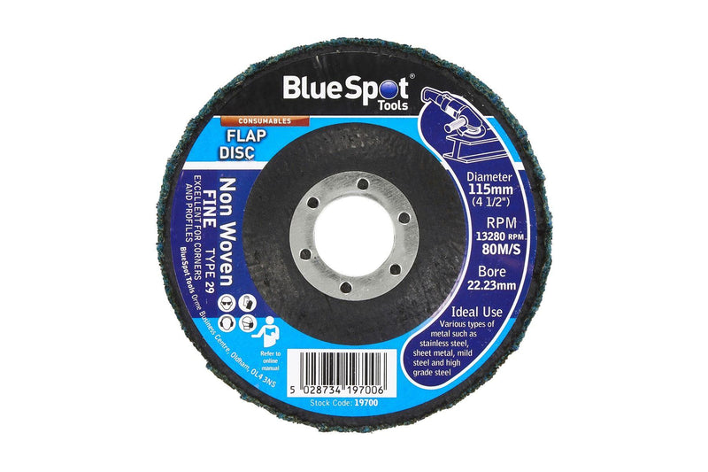 BLUE SPOT TOOLS 115MM (4.5") FINE NON WOVEN FLAP DISC - Bargain LAB