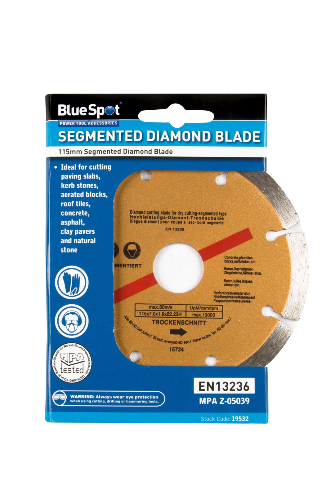 BLUE SPOT TOOLS 115MM (4.5") SEGMENTED GOLD DIAMOND DRY CUTTING DISC - Bargain LAB