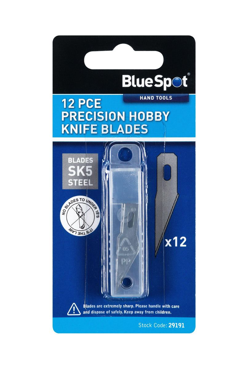 BLUE SPOT TOOLS 12 PCE PRECISION HOBBY KNIFE BLADES - Premium Hobby from BLUE SPOT - Just £4.79! Shop now at Bargain LAB