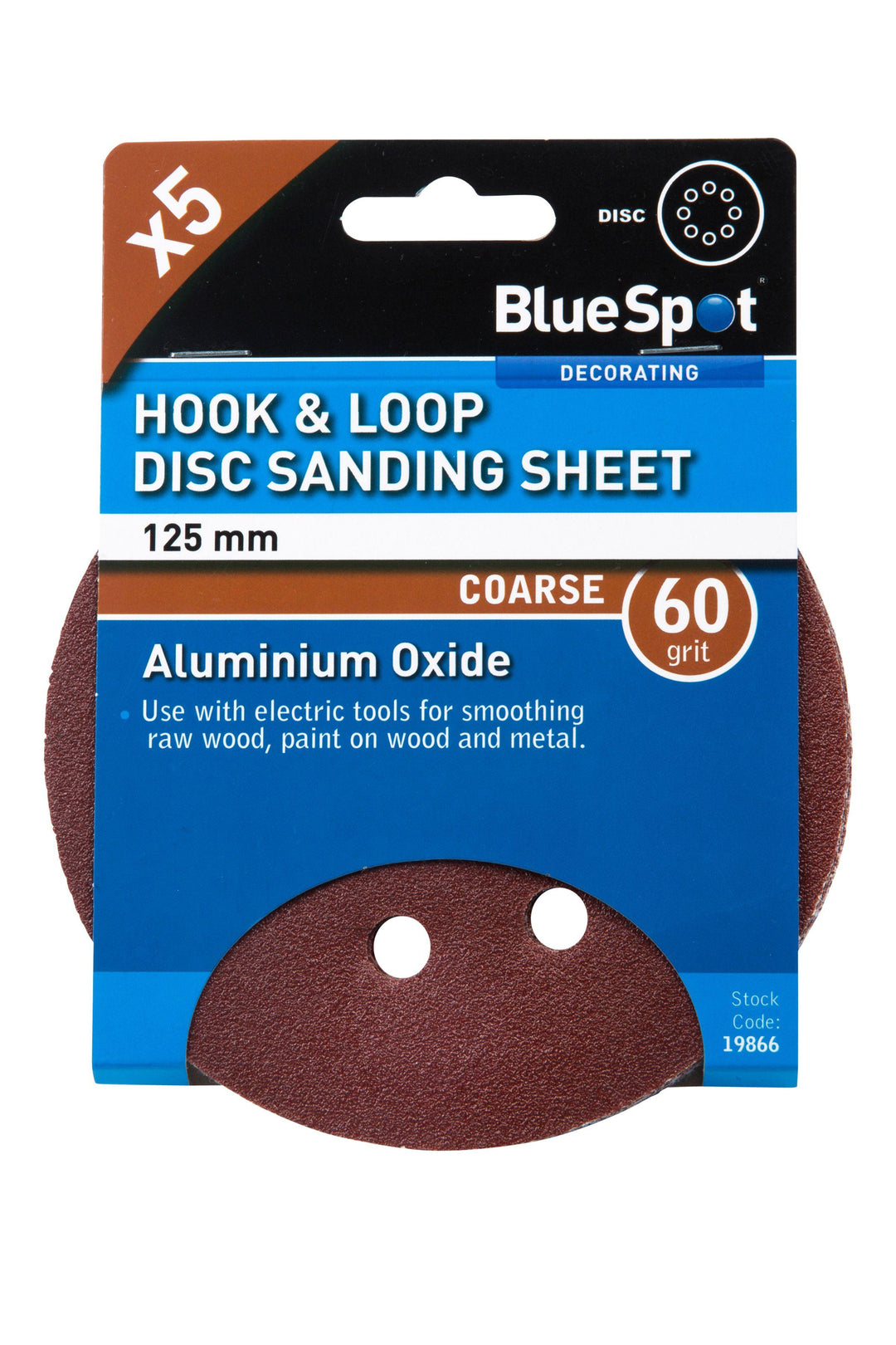 BLUE SPOT TOOLS 125MM 5 PACK 60 GRIT SANDING DISC - Premium Abrasives from BLUE SPOT - Just £4.19! Shop now at Bargain LAB