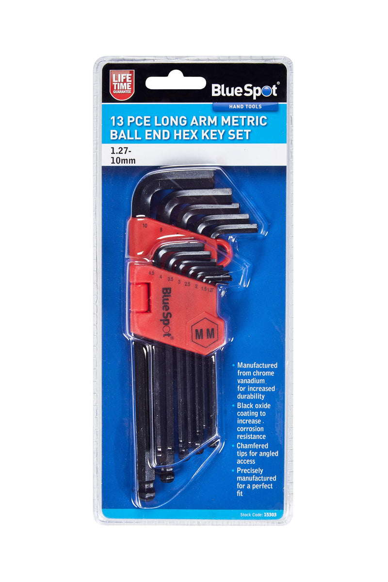 BLUE SPOT TOOLS 13 PCE LONG ARM METRIC BALL END HEX KEY SET (1.27-10MM) - Premium Hand Tools from BLUE SPOT - Just £9.99! Shop now at Bargain LAB