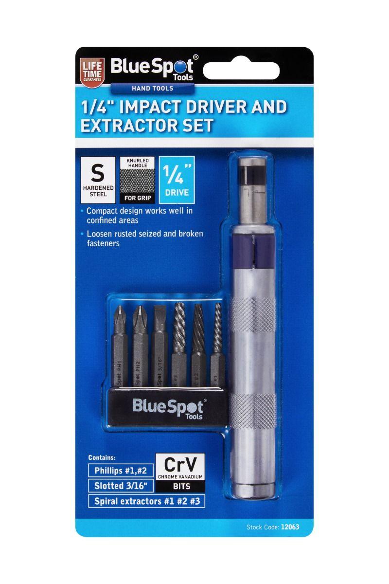 BLUE SPOT TOOLS 1/4" IMPACT DRIVER AND EXTRACTOR SET - Premium Hand Tools from BLUE SPOT - Just £8.49! Shop now at Bargain LAB