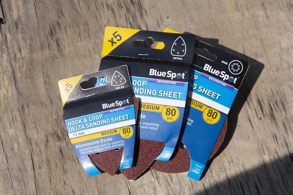 BLUE SPOT TOOLS 140MM 5 PACK 80 GRIT DETAIL SANDING SHEETS - Premium Abrasives from BLUE SPOT - Just £4.19! Shop now at Bargain LAB