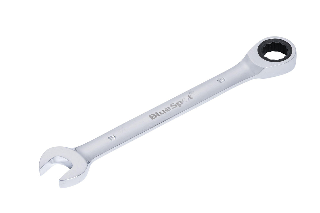 BLUE SPOT TOOLS 15MM CHROME VANADIUM RATCHET SPANNER FIXED HEAD - Premium Automotive from BLUE SPOT - Just £8.95! Shop now at Bargain LAB