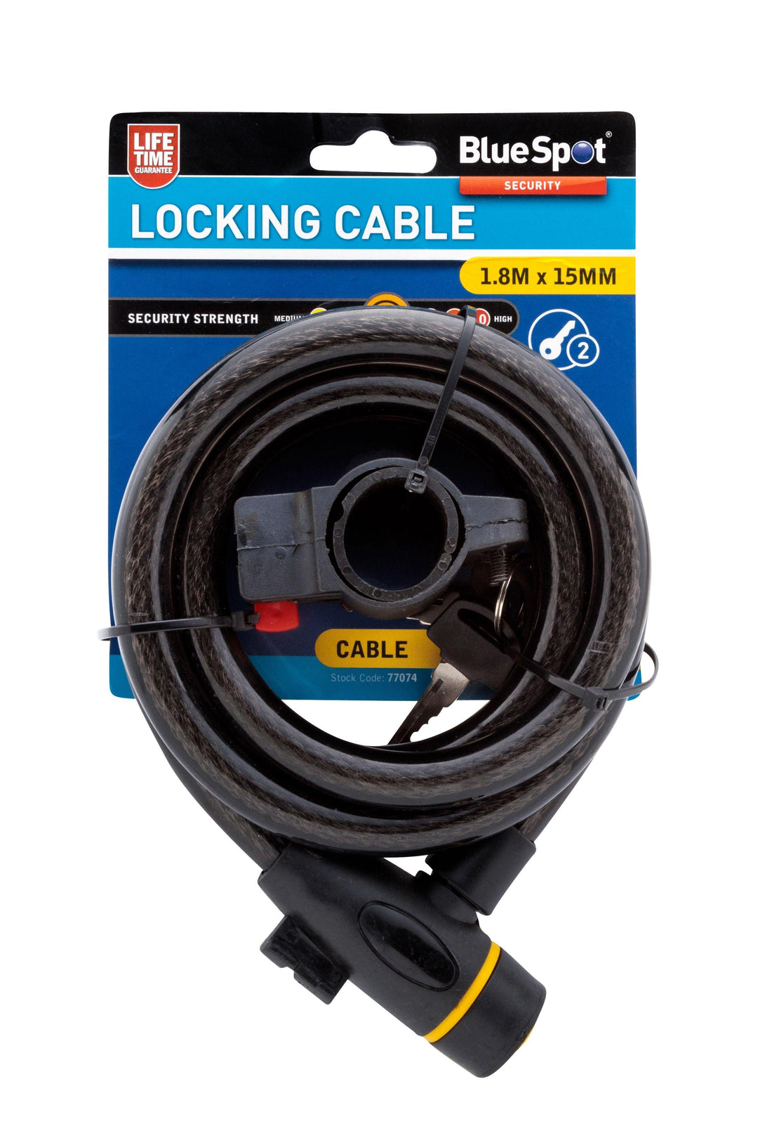 BLUE SPOT TOOLS 15MM X 1.8M LOCKING CABLE - Premium Security from BLUE SPOT - Just £10.99! Shop now at Bargain LAB