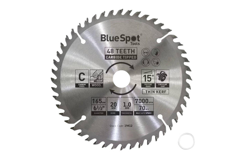 BLUE SPOT TOOLS 165MM X 20MM TCT CIRCULAR SAW BLADE (48 TEETH) - Bargain LAB