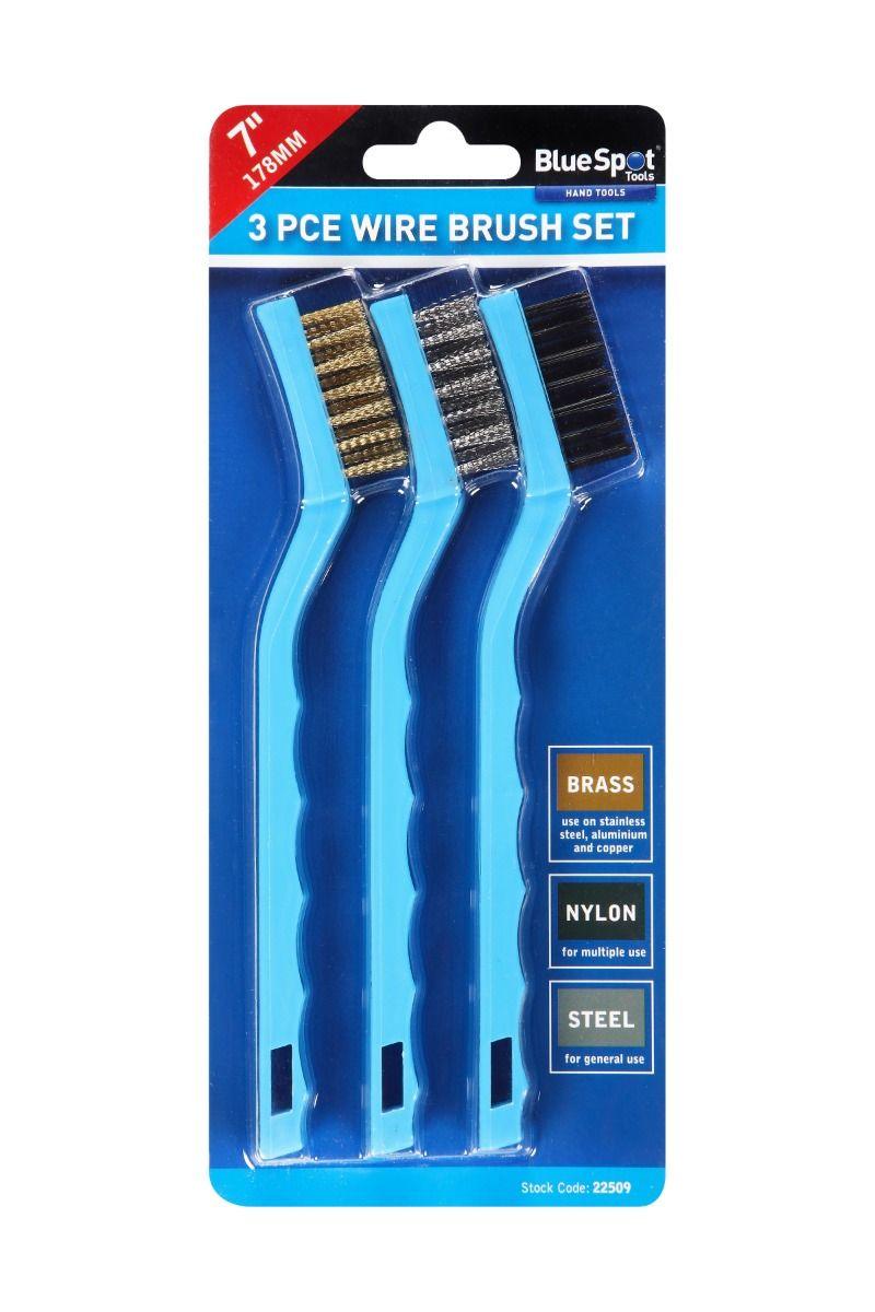 BLUE SPOT TOOLS 178MM (7") 3PCE MINI WIRE BRUSH SET - Premium Hand Tools from BLUE SPOT - Just £4.39! Shop now at Bargain LAB