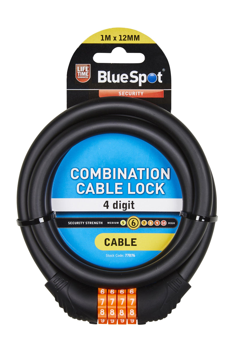 BLUE SPOT TOOLS 1M X 12MM COMBINATION CABLE LOCK - Premium Security from BLUE SPOT - Just £7.99! Shop now at Bargain LAB