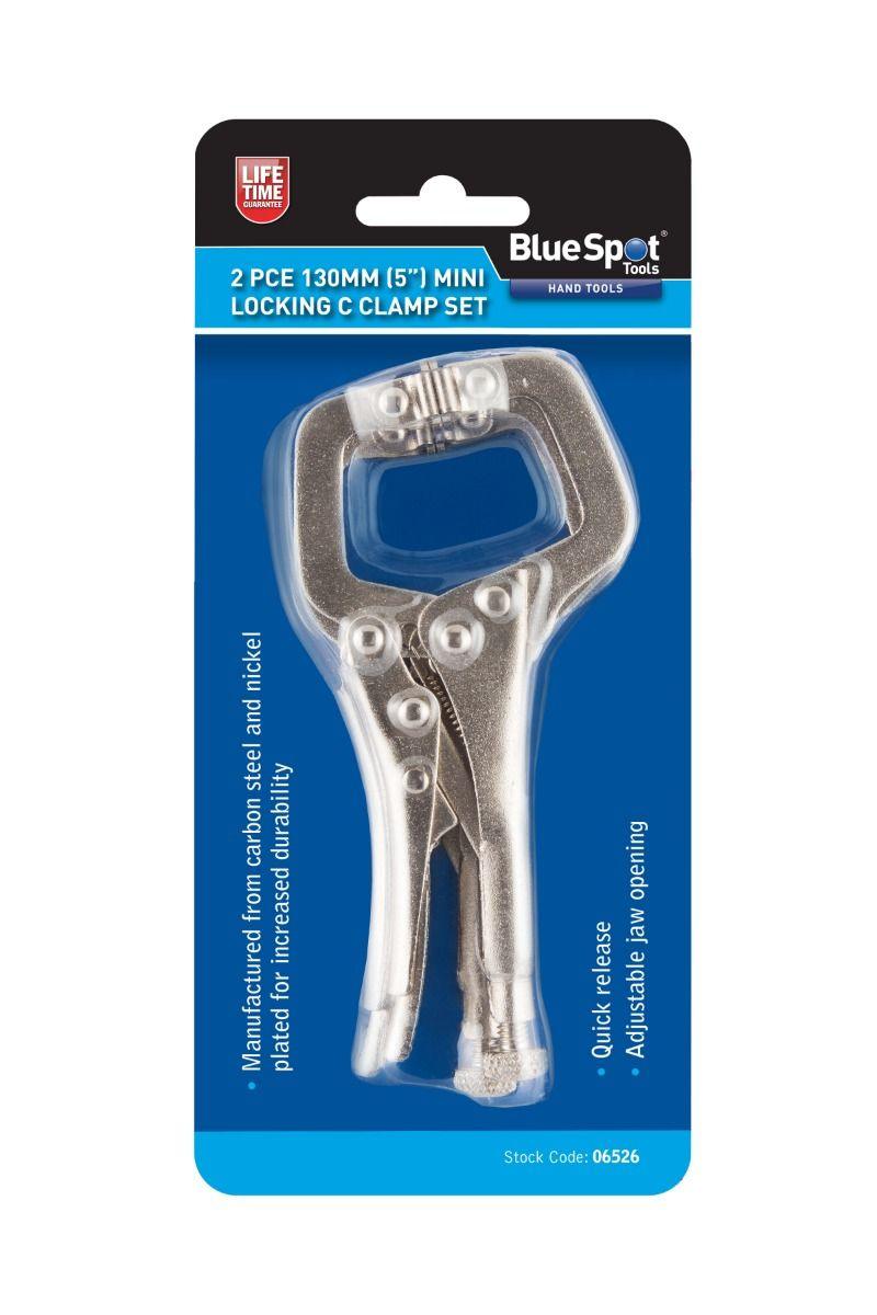 BLUE SPOT TOOLS 2 PCE 100MM (4") MINI LOCKING C CLAMP SET - Premium Hand Tools from BLUE SPOT - Just £8.95! Shop now at Bargain LAB