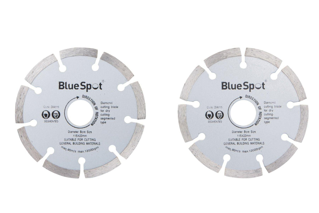 BLUE SPOT TOOLS 2 PCE 115MM (4.5") SEGMENTED DIAMOND DRY CUTTING DISC - Bargain LAB