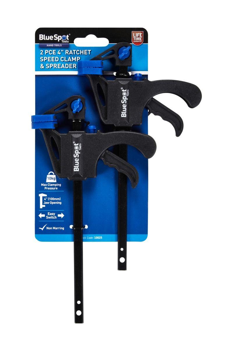 BLUE SPOT TOOLS 2 PCE 4" RATCHET SPEED CLAMP & SPREADER - Premium Hand Tools from BLUE SPOT - Just £6.89! Shop now at Bargain LAB