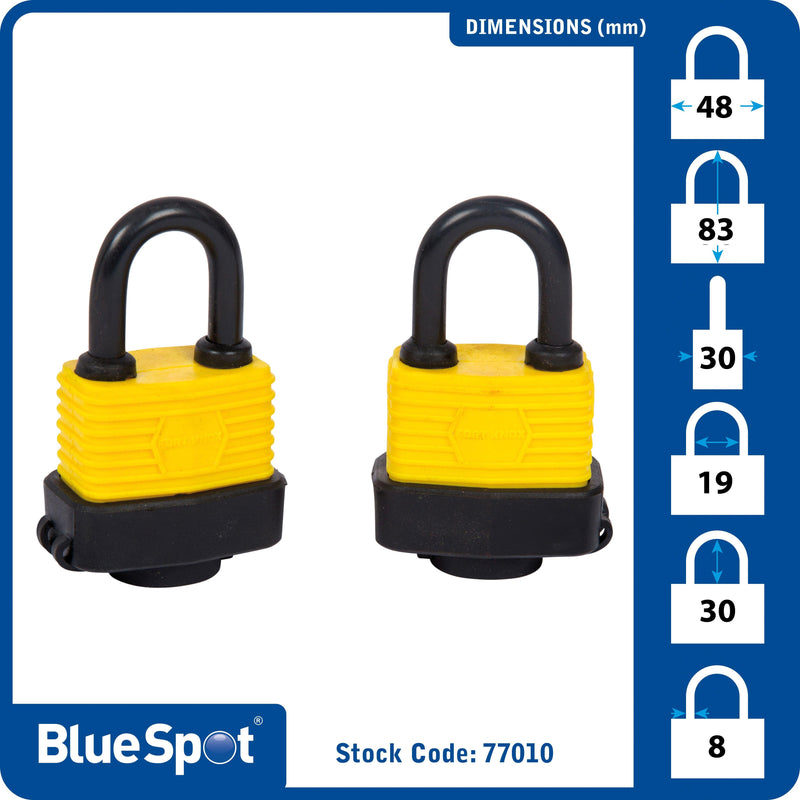 BLUE SPOT TOOLS 2 PCE 40MM WEATHER RESISTANT PADLOCKS KEYED ALIKE - Premium Security from BLUE SPOT - Just £7.99! Shop now at Bargain LAB