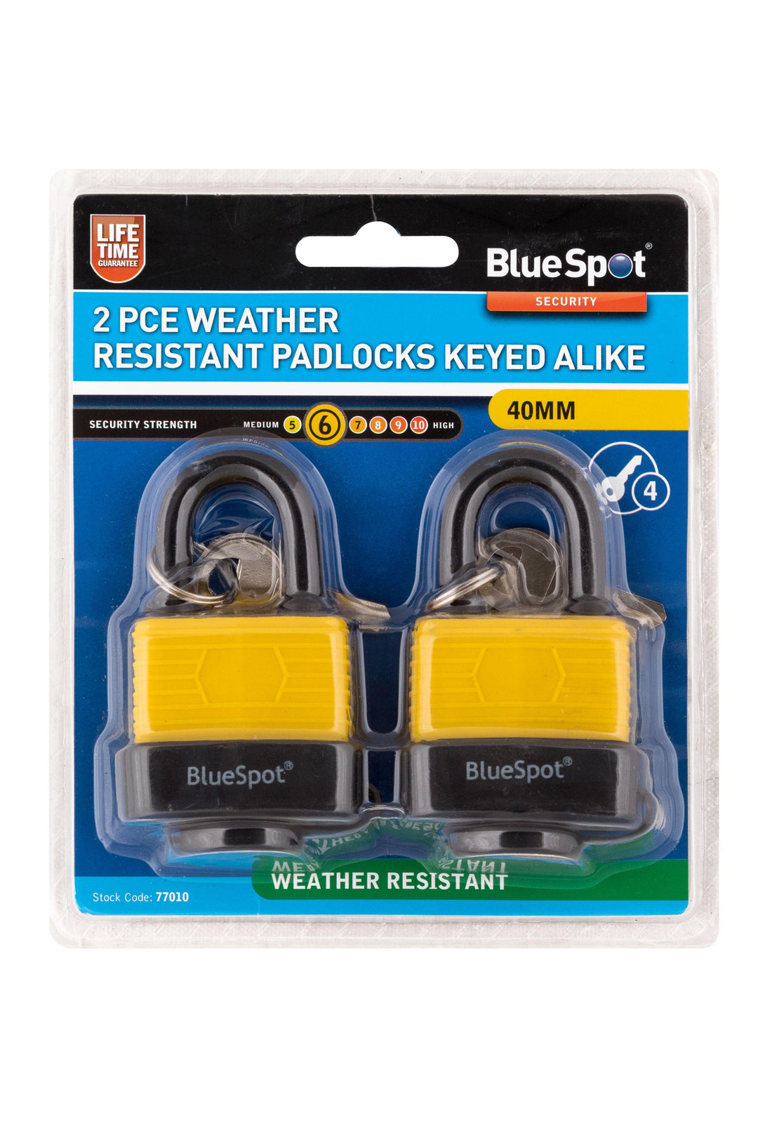 BLUE SPOT TOOLS 2 PCE 40MM WEATHER RESISTANT PADLOCKS KEYED ALIKE - Premium Security from BLUE SPOT - Just £7.99! Shop now at Bargain LAB