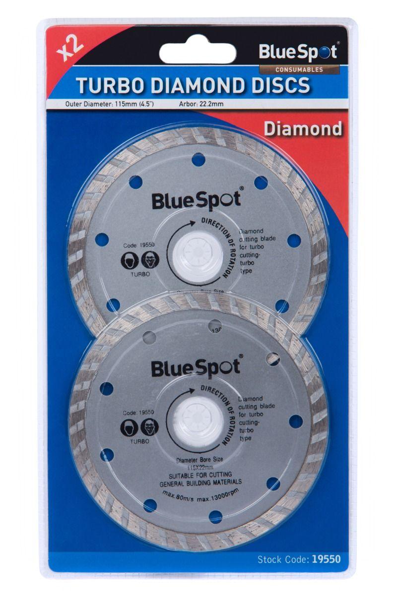 BLUE SPOT TOOLS 2 PCE TURBO 115MM (4.5") DIAMOND DISCS - Bargain LAB