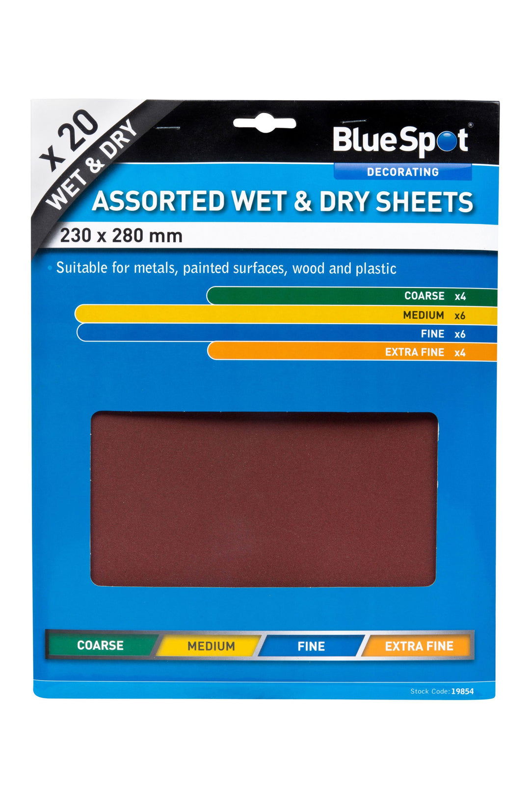 BLUE SPOT TOOLS 20 PCE ASSORTED WET AND DRY SANDPAPER SHEETS - Premium Abrasives from BLUE SPOT - Just £6.65! Shop now at Bargain LAB