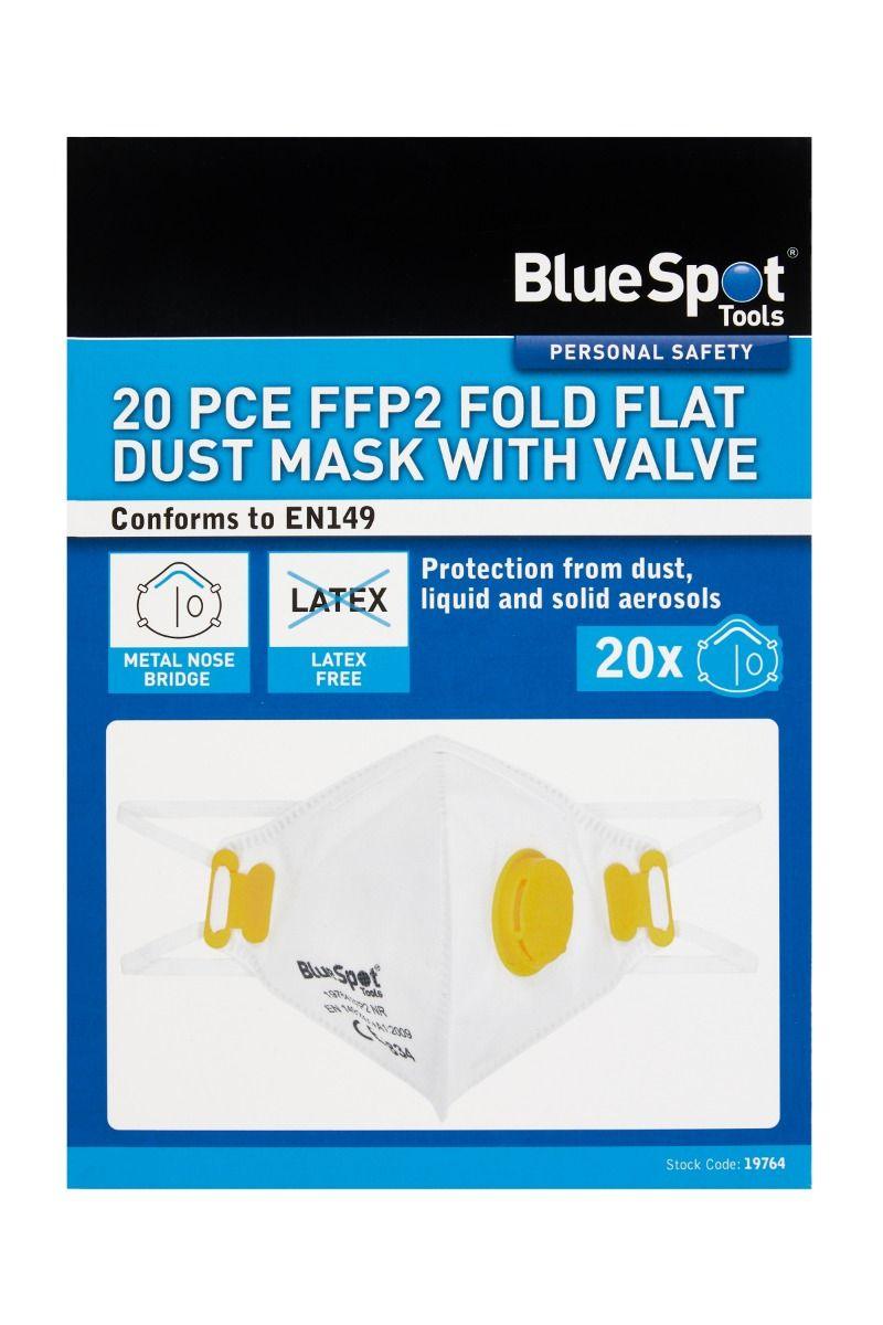 BLUE SPOT TOOLS 20 PCE FFP2 FOLD FLAT DUST MASK WITH VALVE - Premium Decorating from BLUE SPOT - Just £24.99! Shop now at Bargain LAB