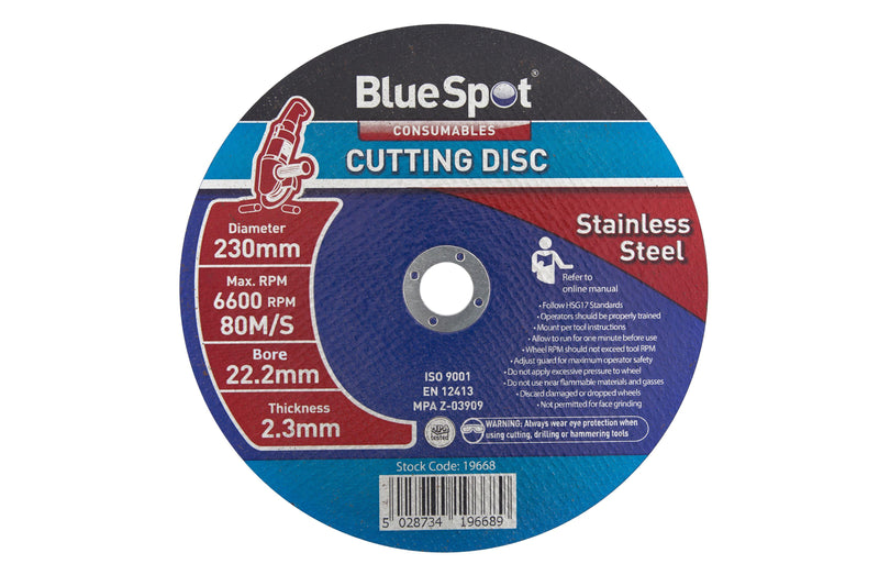 BLUE SPOT TOOLS 230MM (9") STAINLESS STEEL CUTTING DISC - Bargain LAB