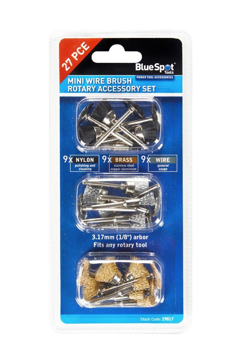 BLUE SPOT TOOLS 27 PCE MINI WIRE BRUSH ROTARY ACCESSORY SET - Bargain LAB