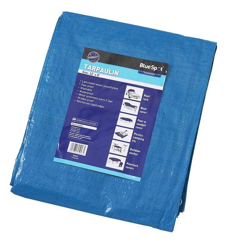 BLUE SPOT TOOLS 3.6M X 2.4M TARPAULIN - Premium Bungees & Tie Downs from BLUE SPOT - Just £8.99! Shop now at Bargain LAB