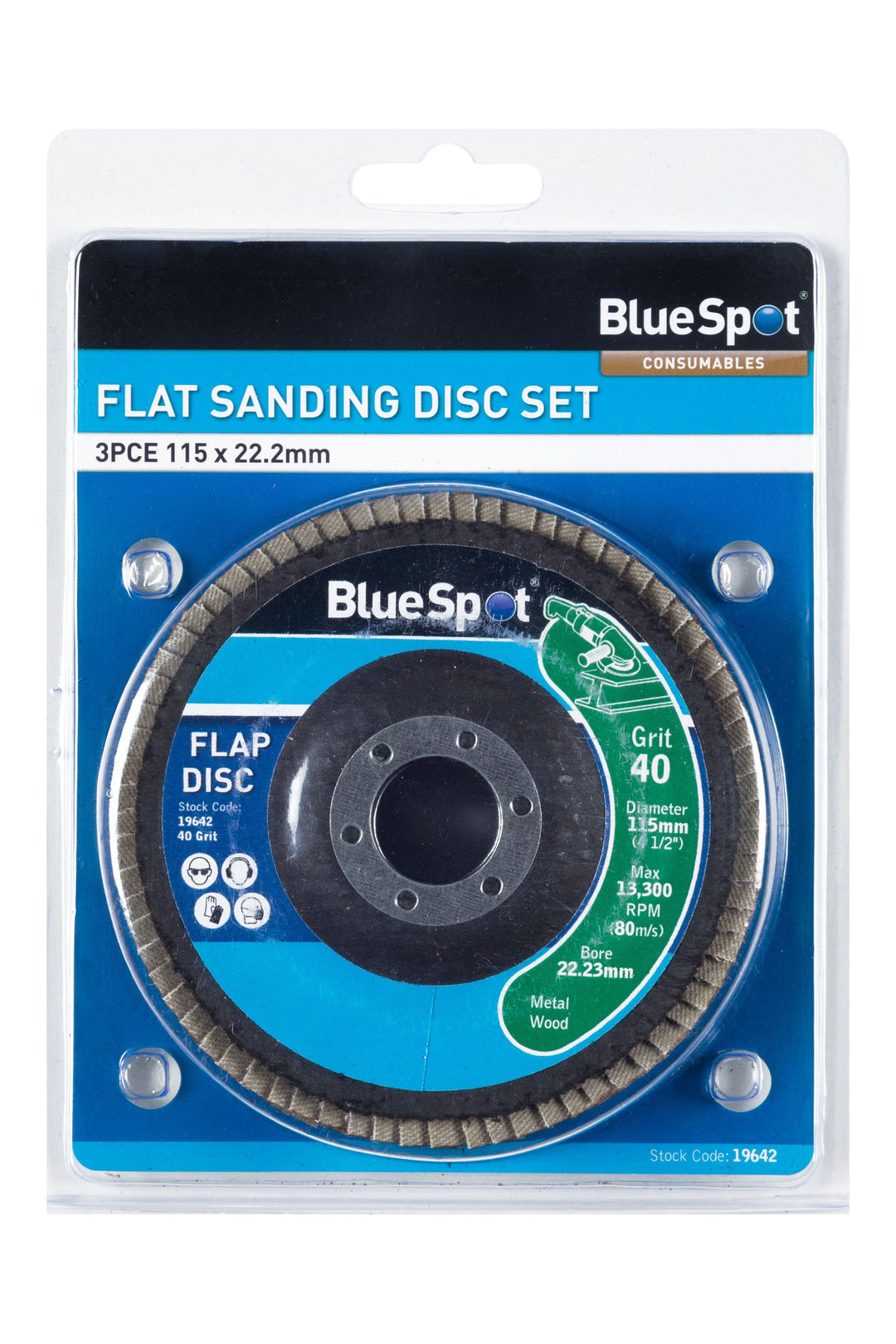 BLUE SPOT TOOLS 3 PCE 115MM (4.5") FLAP SANDING DISC SET - Premium Hand Tools from BLUE SPOT - Just £8.95! Shop now at Bargain LAB