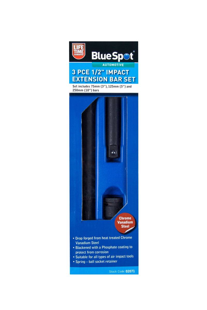 BLUE SPOT TOOLS 3 PCE 1/2" IMPACT EXTENSION BAR SET - Premium Automotive from BLUE SPOT - Just £15.99! Shop now at Bargain LAB