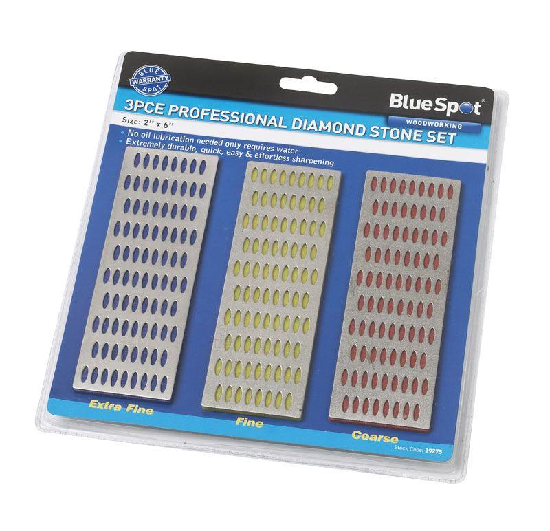 BLUE SPOT TOOLS 3 PCE 150MM X 50MM DIAMOND SHARPENING WHETSTONE SET - Premium Hand Tools from BLUE SPOT - Just £11.29! Shop now at Bargain LAB