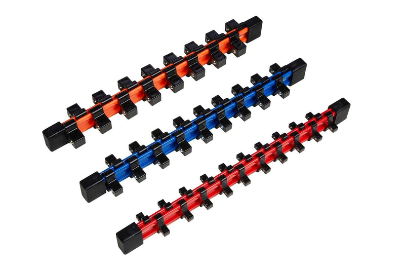 BLUE SPOT TOOLS 3 PCE COLOURED SOCKET HOLDERS (54 CLIPS) (1/4"-3/8"-1/2") - Premium Automotive from BLUE SPOT - Just £11.49! Shop now at Bargain LAB