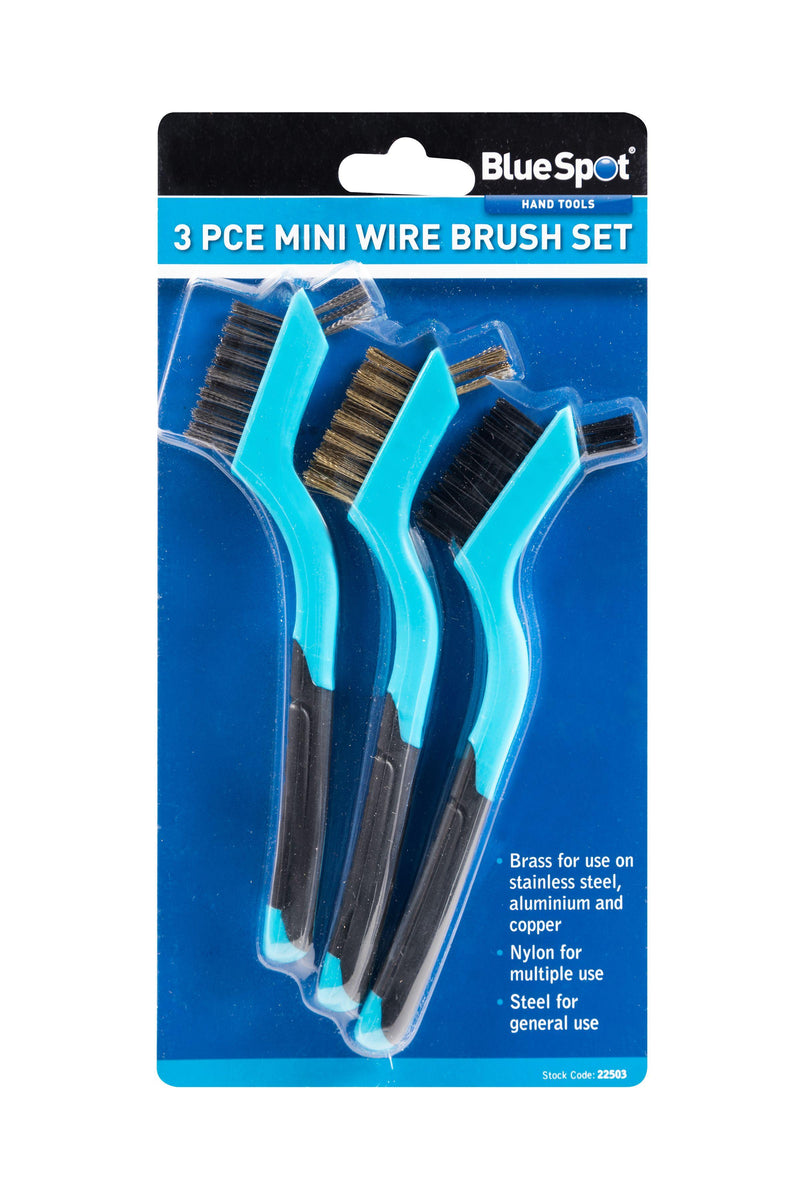 BLUE SPOT TOOLS 3 PCE MINI WIRE BRUSH SET - Premium Hand Tools from BLUE SPOT - Just £6.49! Shop now at Bargain LAB