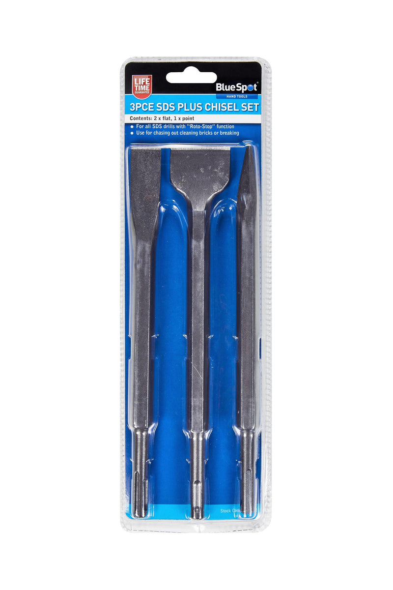 BLUE SPOT TOOLS 3 PCE SDS PLUS CHISEL SET - Premium Building Tools from BLUE SPOT - Just £9.49! Shop now at Bargain LAB