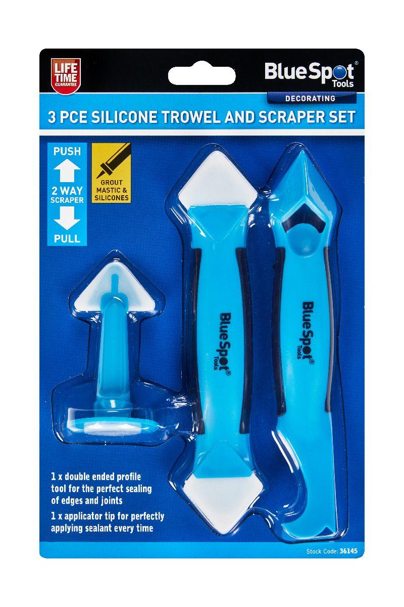 BLUE SPOT TOOLS 3 PCE SILICONE TROWEL AND SCRAPER SET - Premium Decorating from BLUE SPOT - Just £7.49! Shop now at Bargain LAB