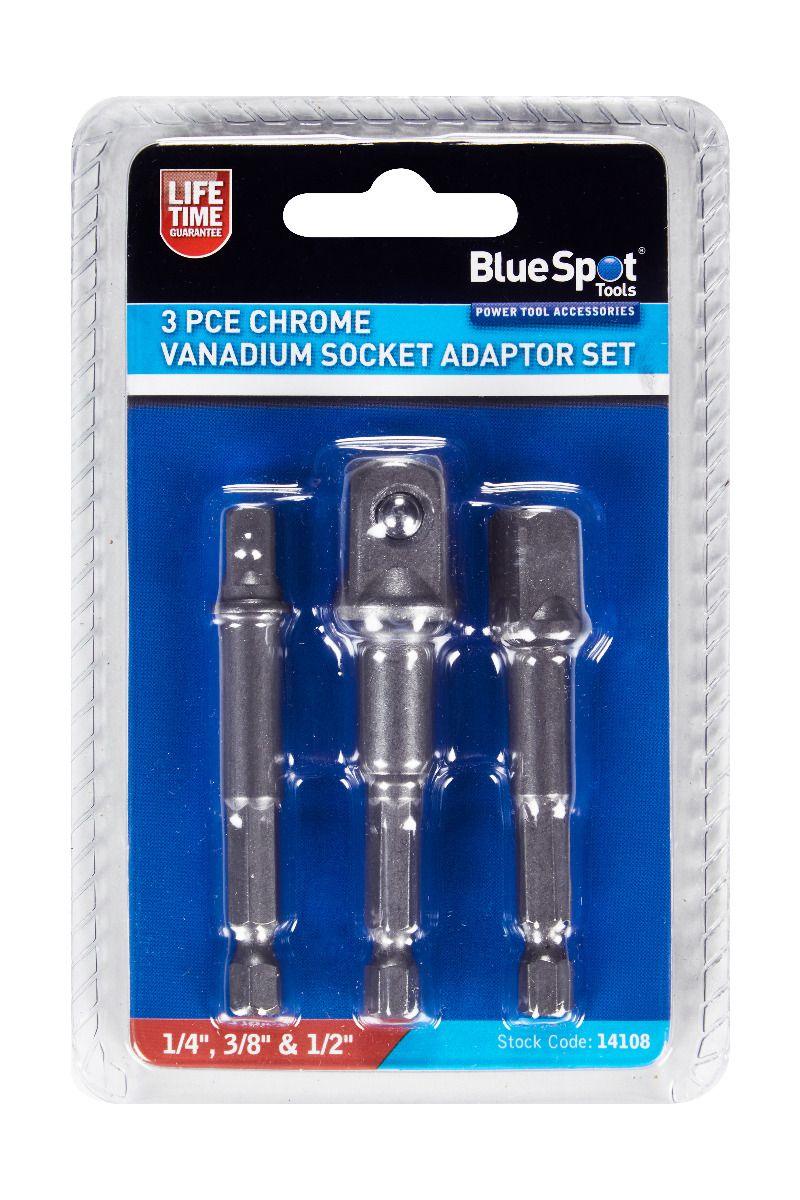 BLUE SPOT TOOLS 3 PCE SOCKET ADAPTOR SET (1/4", 3/8" & 1/2") - Bargain LAB