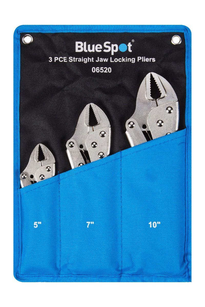 BLUE SPOT TOOLS 3 PCE STRAIGHT JAW LOCKING PLIERS IN WALLET (5", 7", 10") - Premium Hand Tools from BLUE SPOT - Just £14.99! Shop now at Bargain LAB