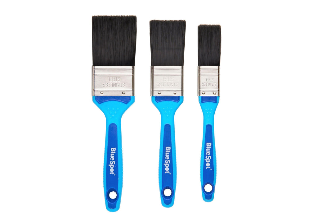 BLUE SPOT TOOLS 3 PCE SYNTHETIC PAINT BRUSH SET WITH SOFT GRIP HANDLE (1”, 1 ½” AND 2”) - Premium Decorating from BLUE SPOT - Just £7.50! Shop now at Bargain LAB