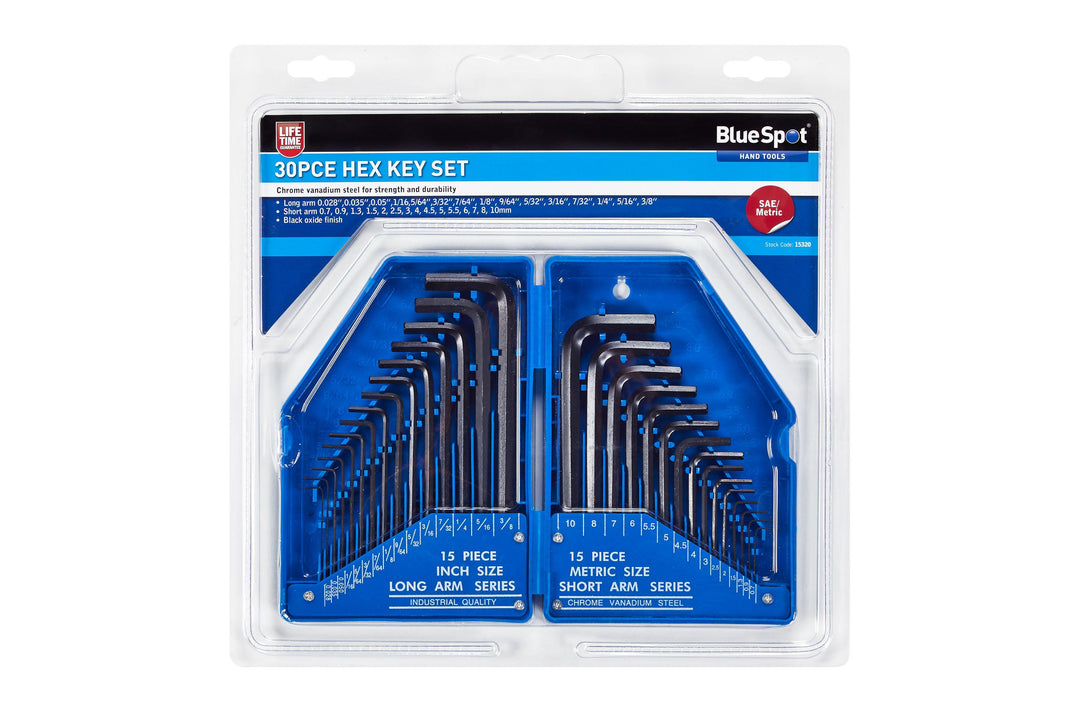 BLUE SPOT TOOLS 30 PCE HEX KEY SET (0.7-10MM) (0.028"-3/8") - Premium Hand Tools from BLUE SPOT - Just £10.99! Shop now at Bargain LAB